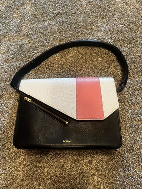 Perrin Colorblock Shoulder Bag in Black, White & Pink